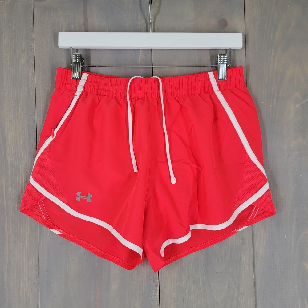 Under Armour Fly By Running Shorts Womens Small Red White Loose Athleisure